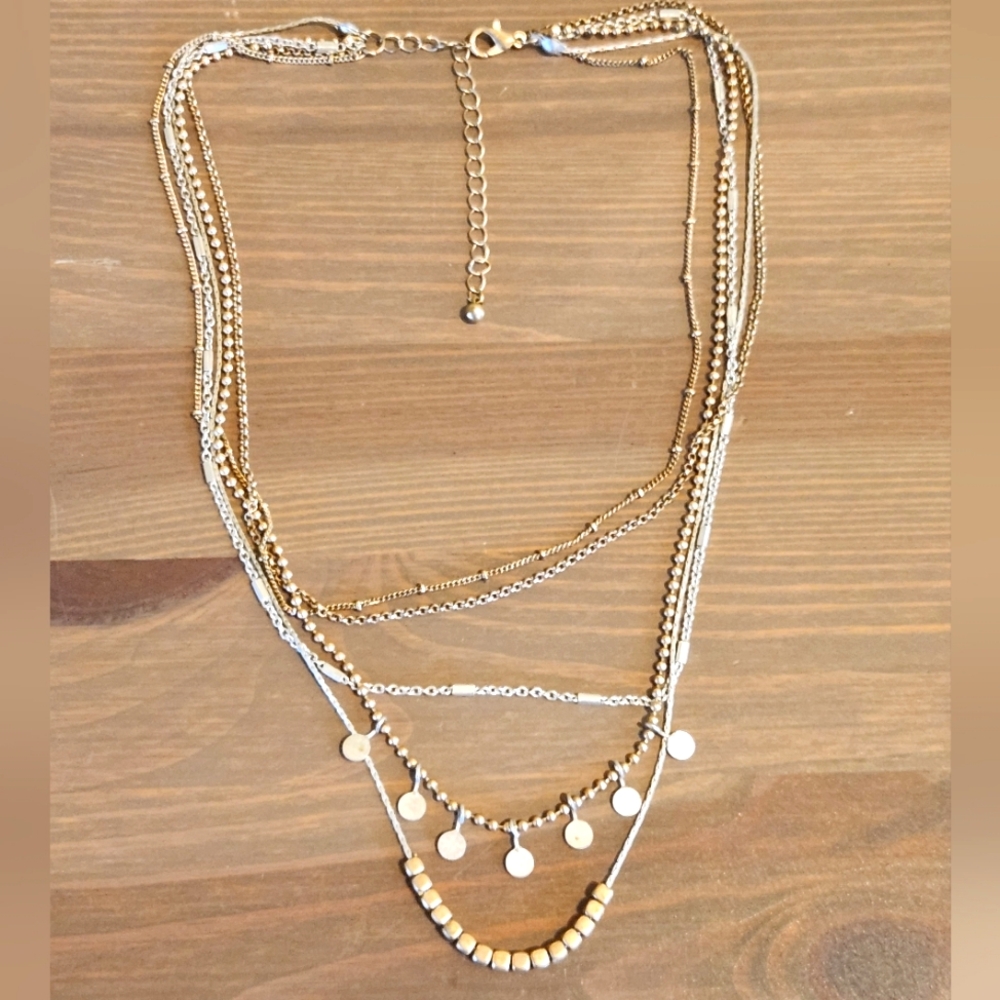 Gold and silver toned layering necklace